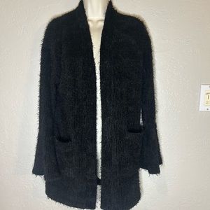 Joy Joy Black Fuzzy Cardigan
